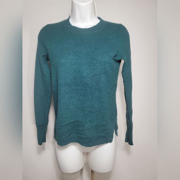 100% CASHMERE MEDIUM WEIGHT SWEATER lightly worn J.Crew w-xs dark green. - Picture 1 of 9